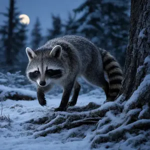Arctic fox + Raccoon